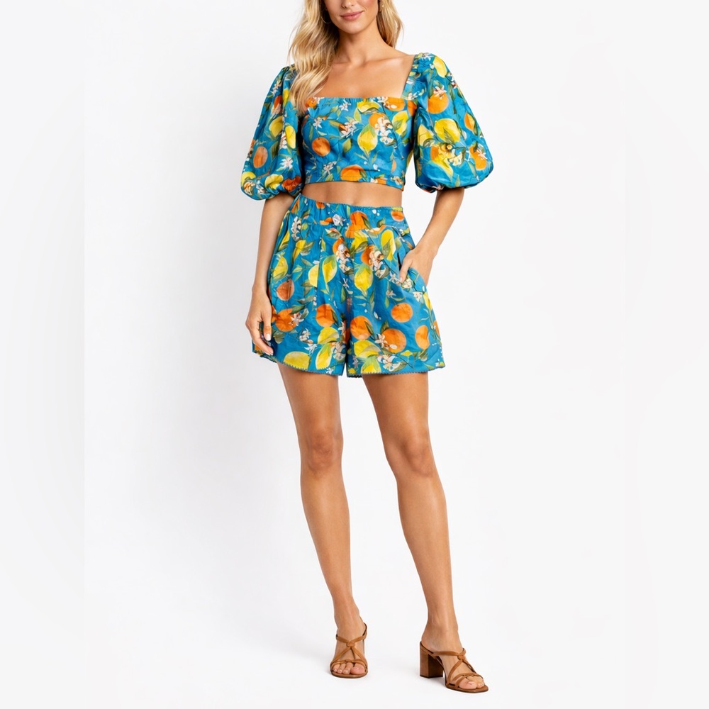 2 Piece SET! Olivia James The Label Blue and Orange Citrine Floral